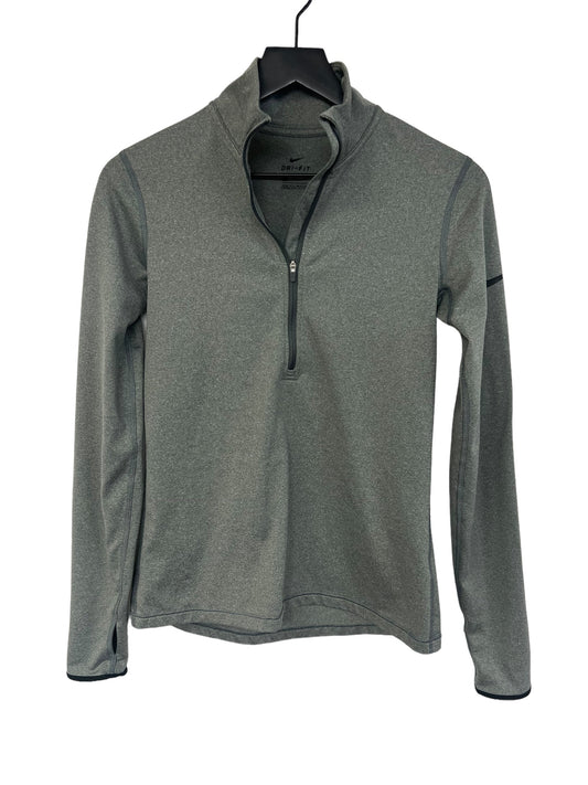 Grey Athletic Top Long Sleeve Collar Nike Apparel, Size M