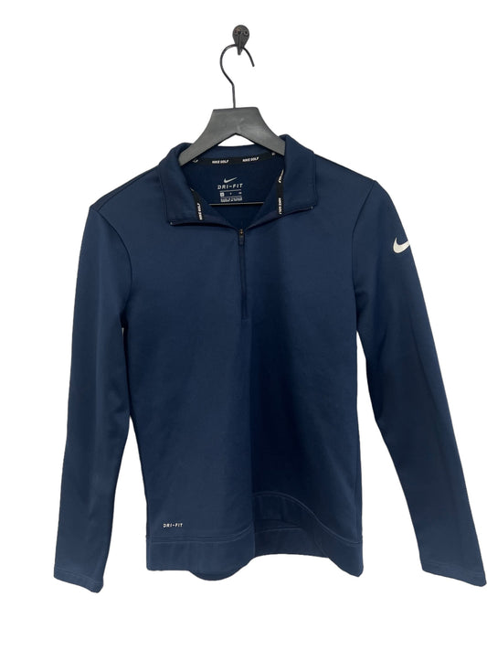 Navy Athletic Top Long Sleeve Collar Nike Apparel, Size S