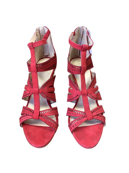 Red Shoes Heels Block Vince Camuto, Size 7