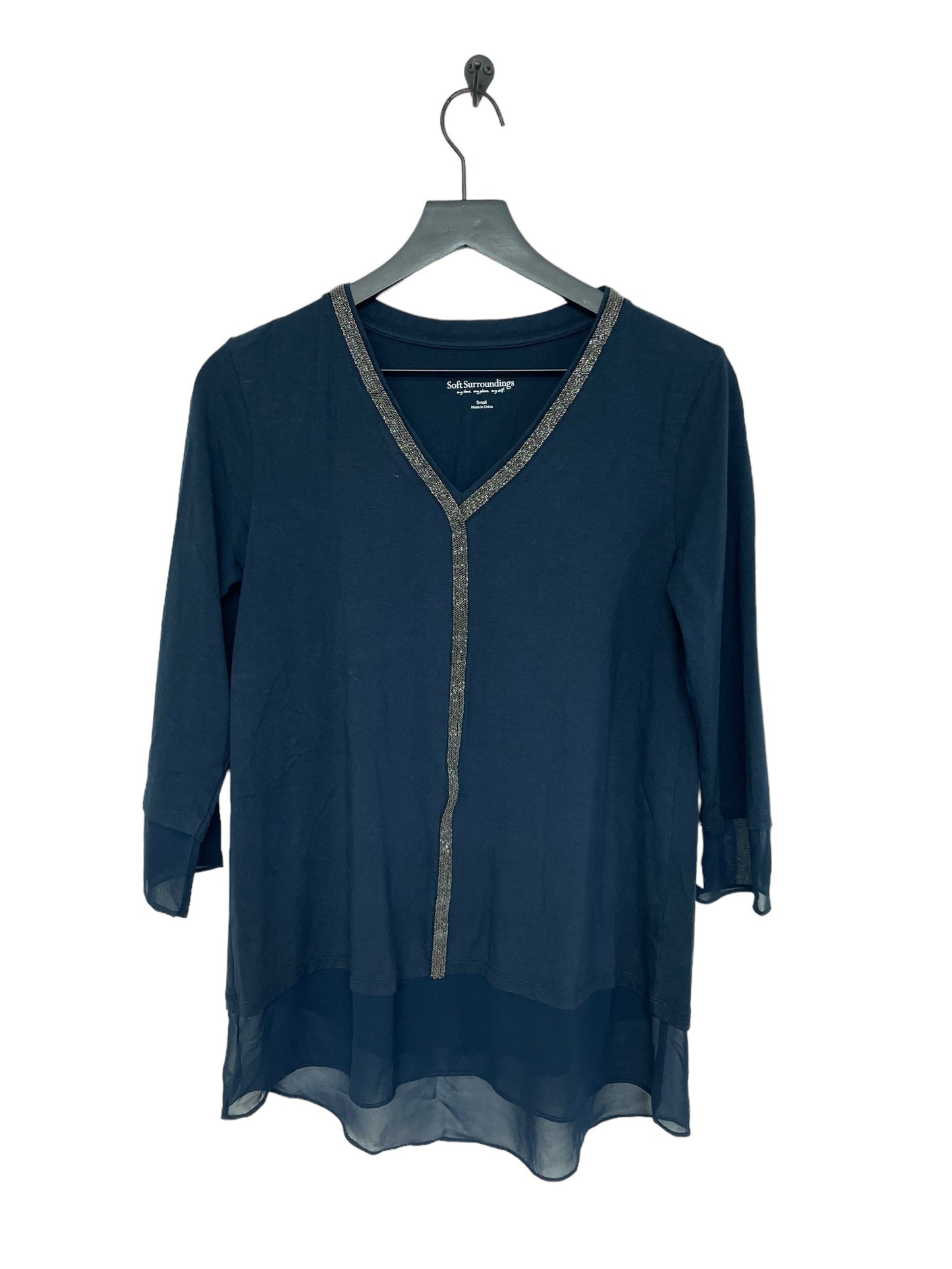 Navy Top 3/4 Sleeve Soft Surroundings, Size S