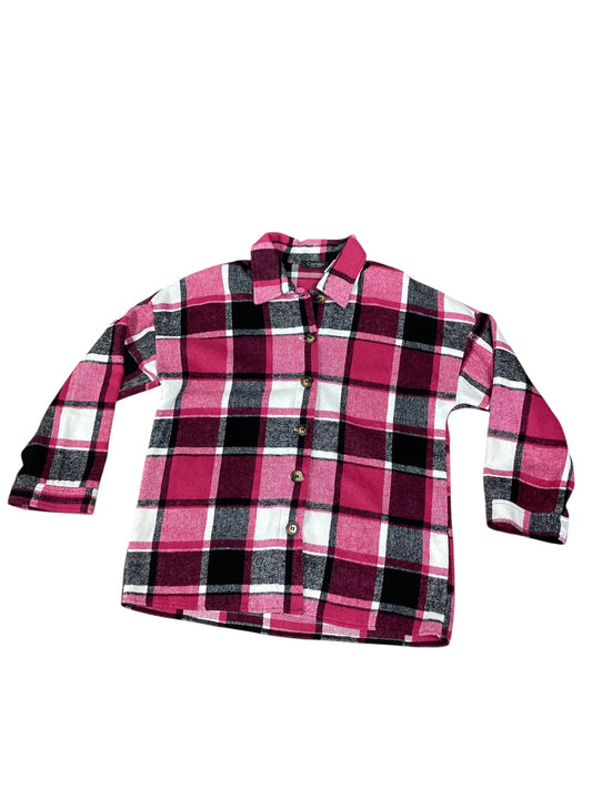 Jacket Shirt By Clothes Mentor In Black & Pink, Size: M