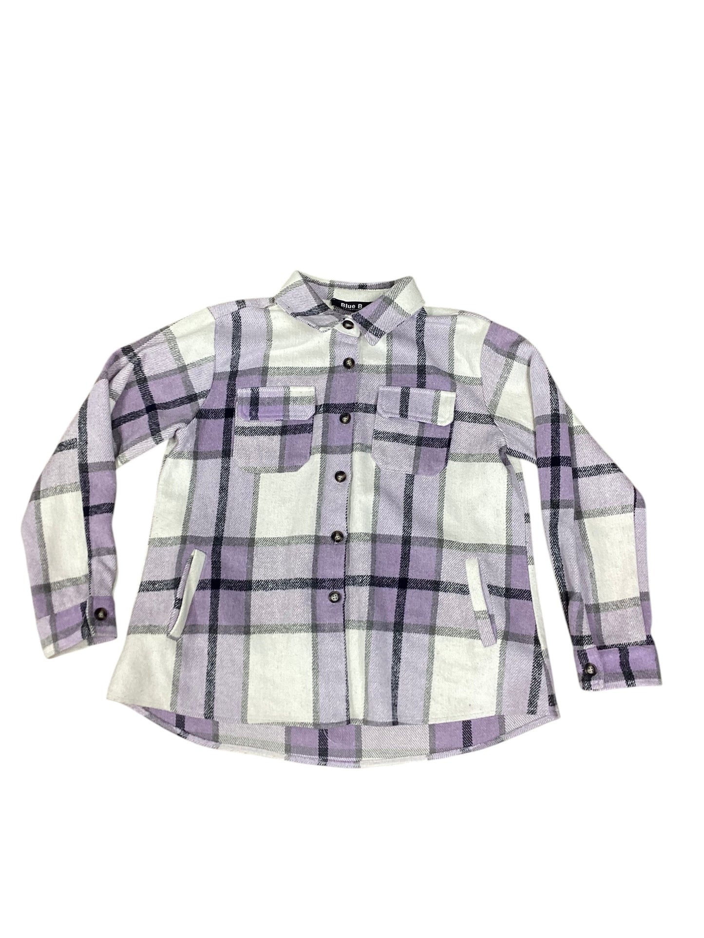 Jacket Shirt By Blue B In Purple & White, Size: M