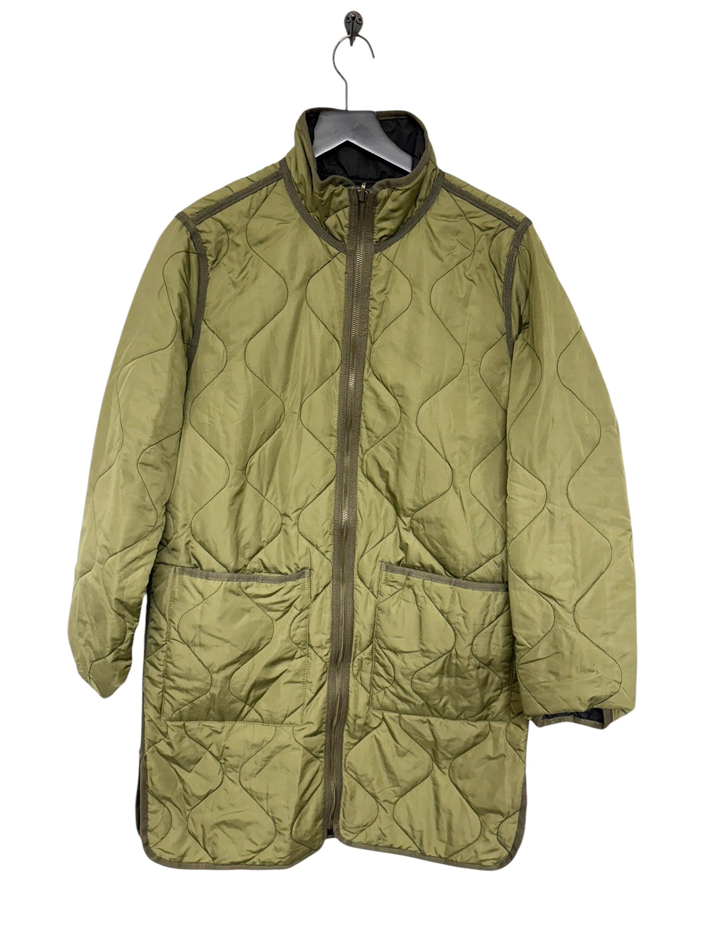 Jacket Puffer & Quilted By Thread And Supply In Black & Green, Size: M