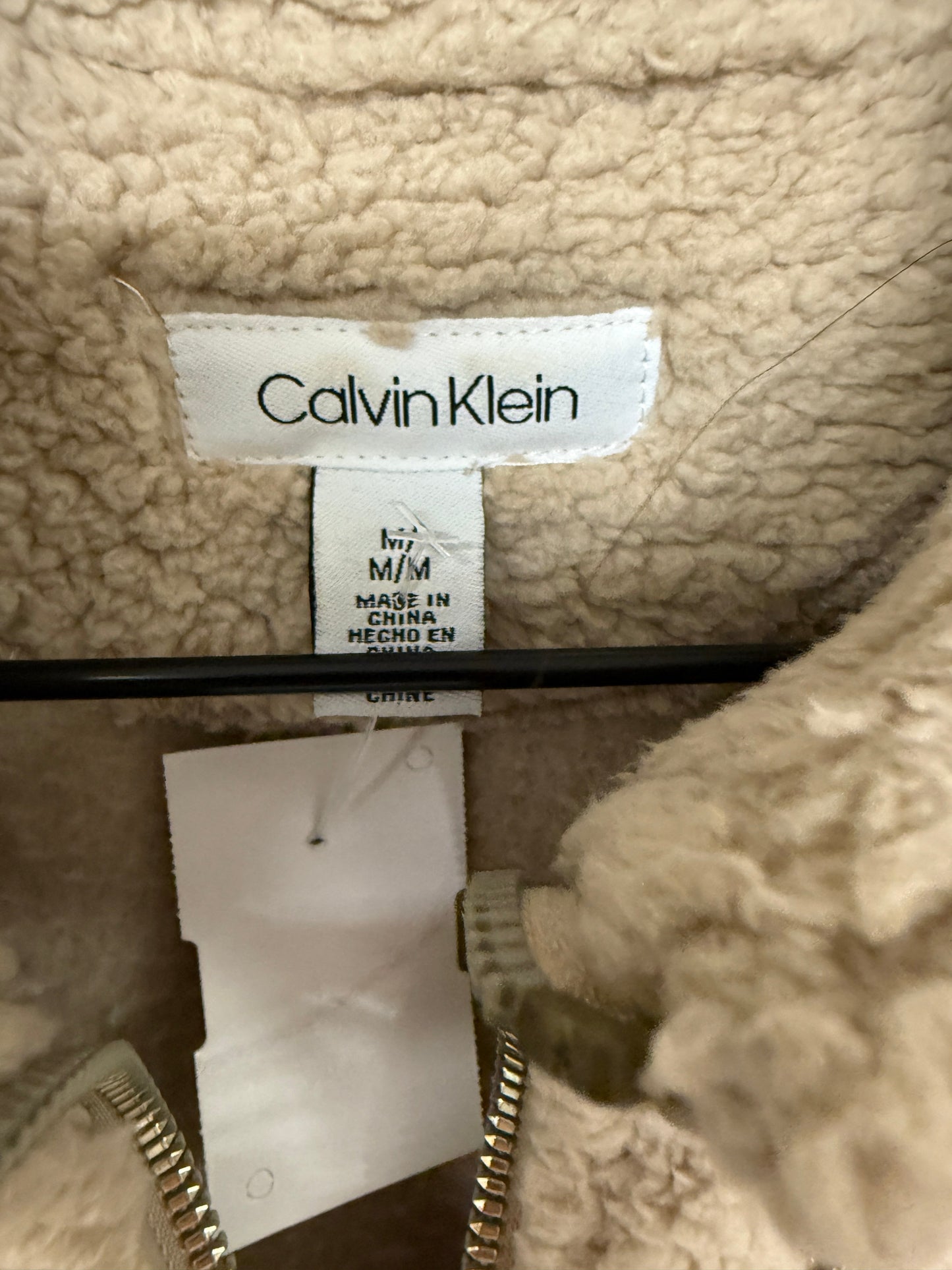 Vest Faux Fur & Sherpa By Calvin Klein In Tan, Size: M