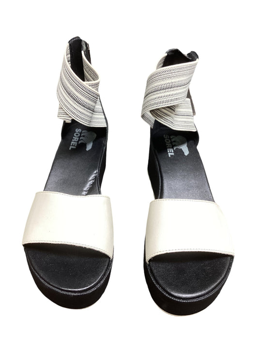 Sandals Heels Platform By Sorel In Black & White, Size: 7