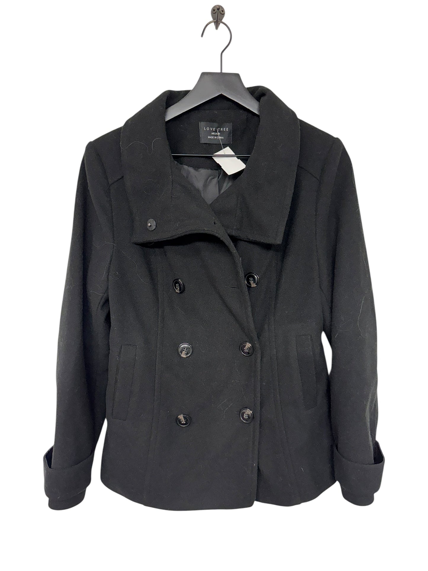 Coat Peacoat By Love Tree In Black, Size: M