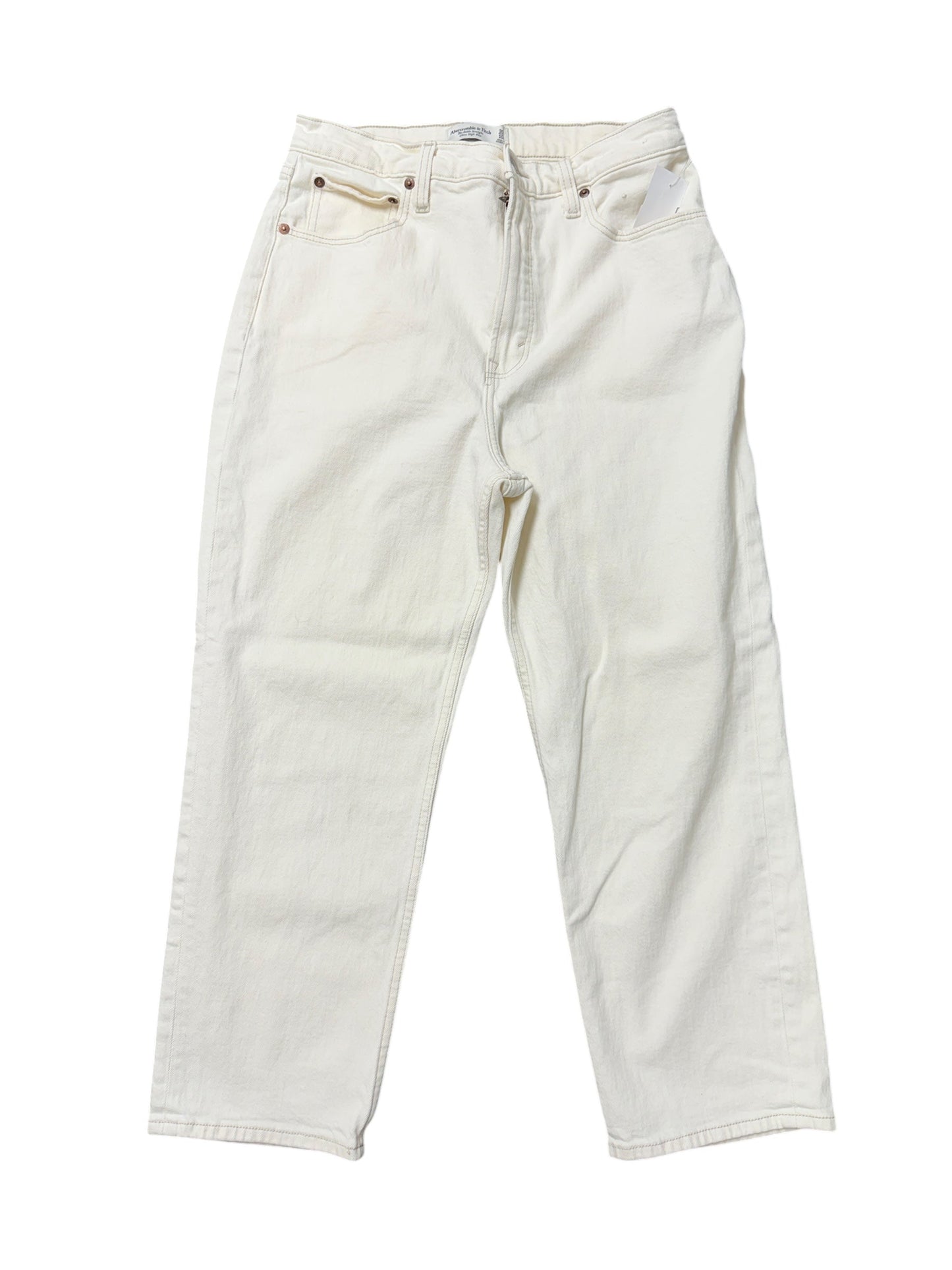 Jeans Straight By Abercrombie And Fitch In White Denim, Size: 10