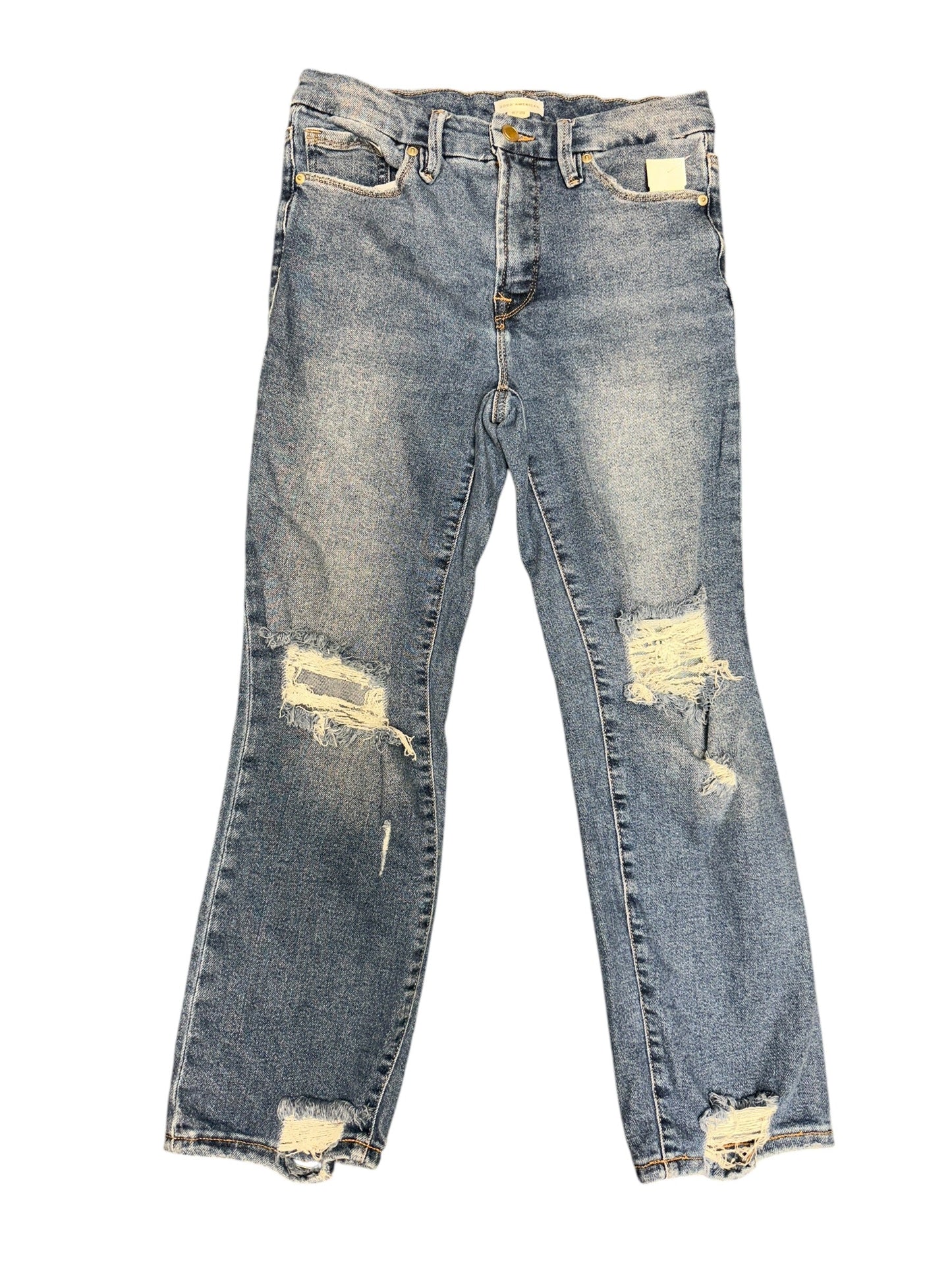 Jeans Straight By Good American In Blue Denim, Size: 8