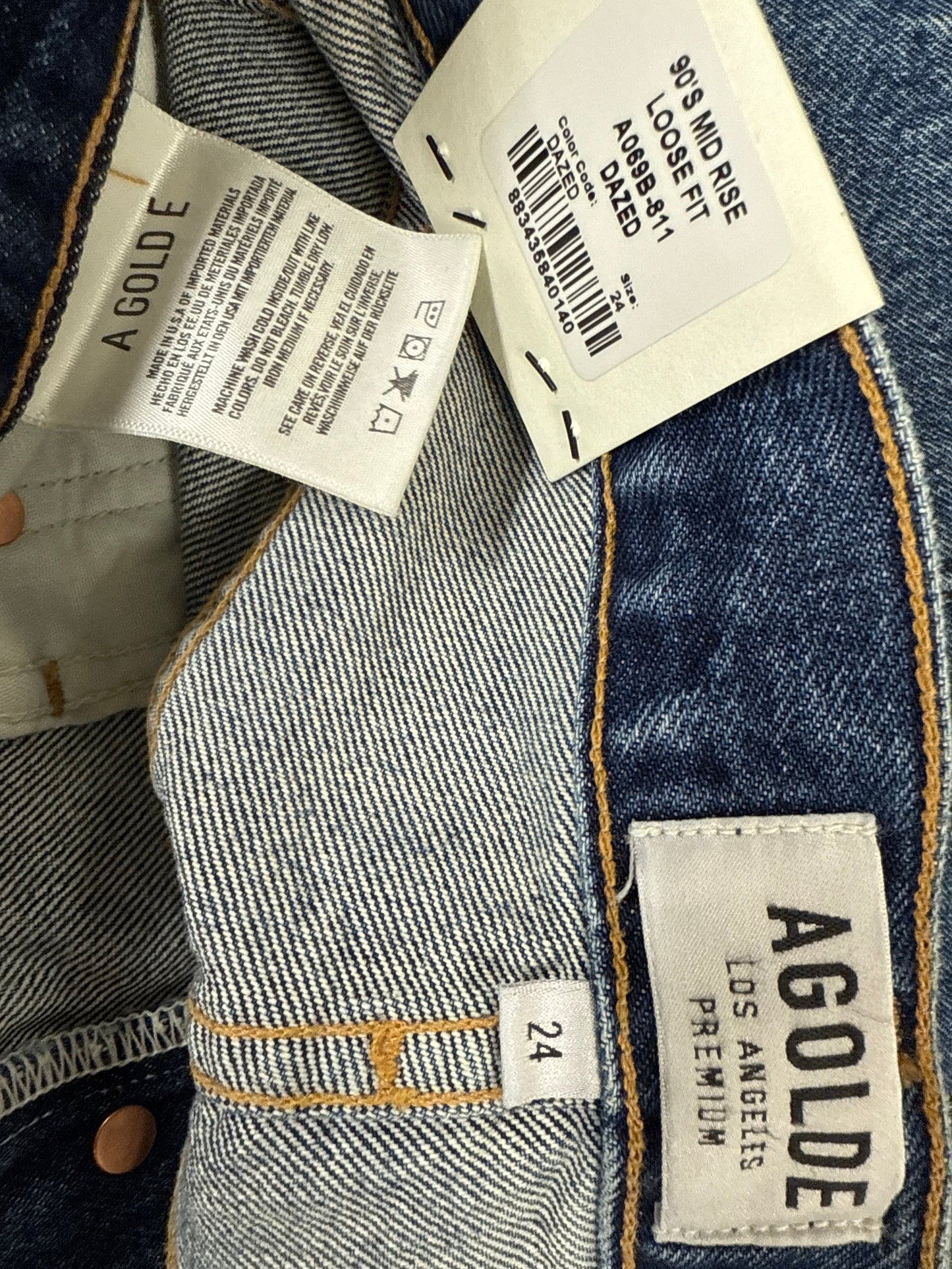 Jeans Straight By Agolde In Blue Denim, Size: 0