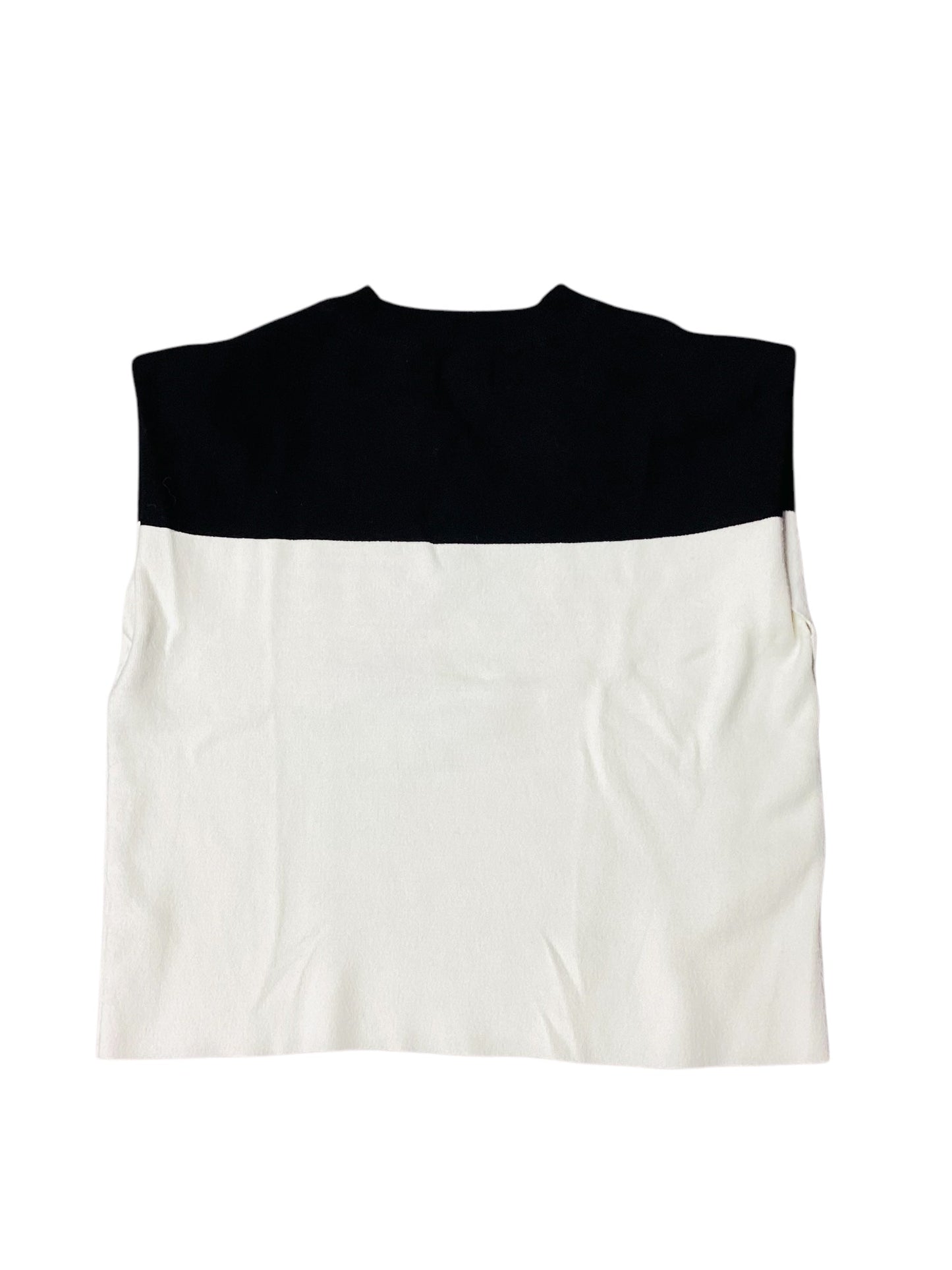 Sweater Short Sleeve By Maeve In Black & Cream, Size: M