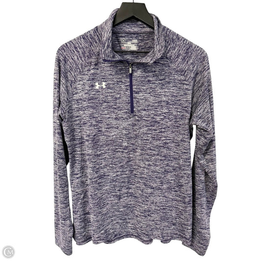 Athletic Top Long Sleeve Collar By Under Armour In Purple, Size: L