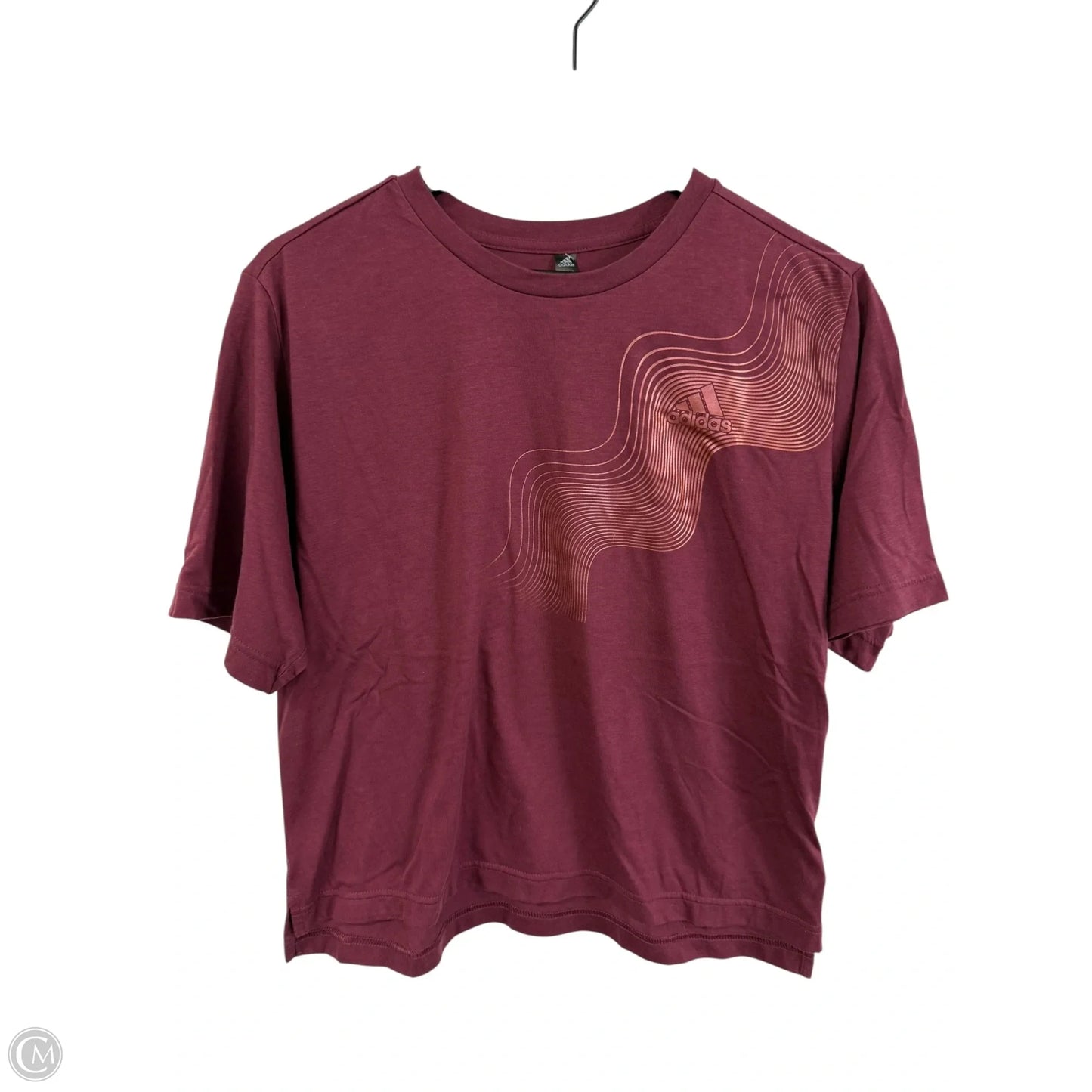 Athletic Top Short Sleeve By Adidas In Maroon, Size: M