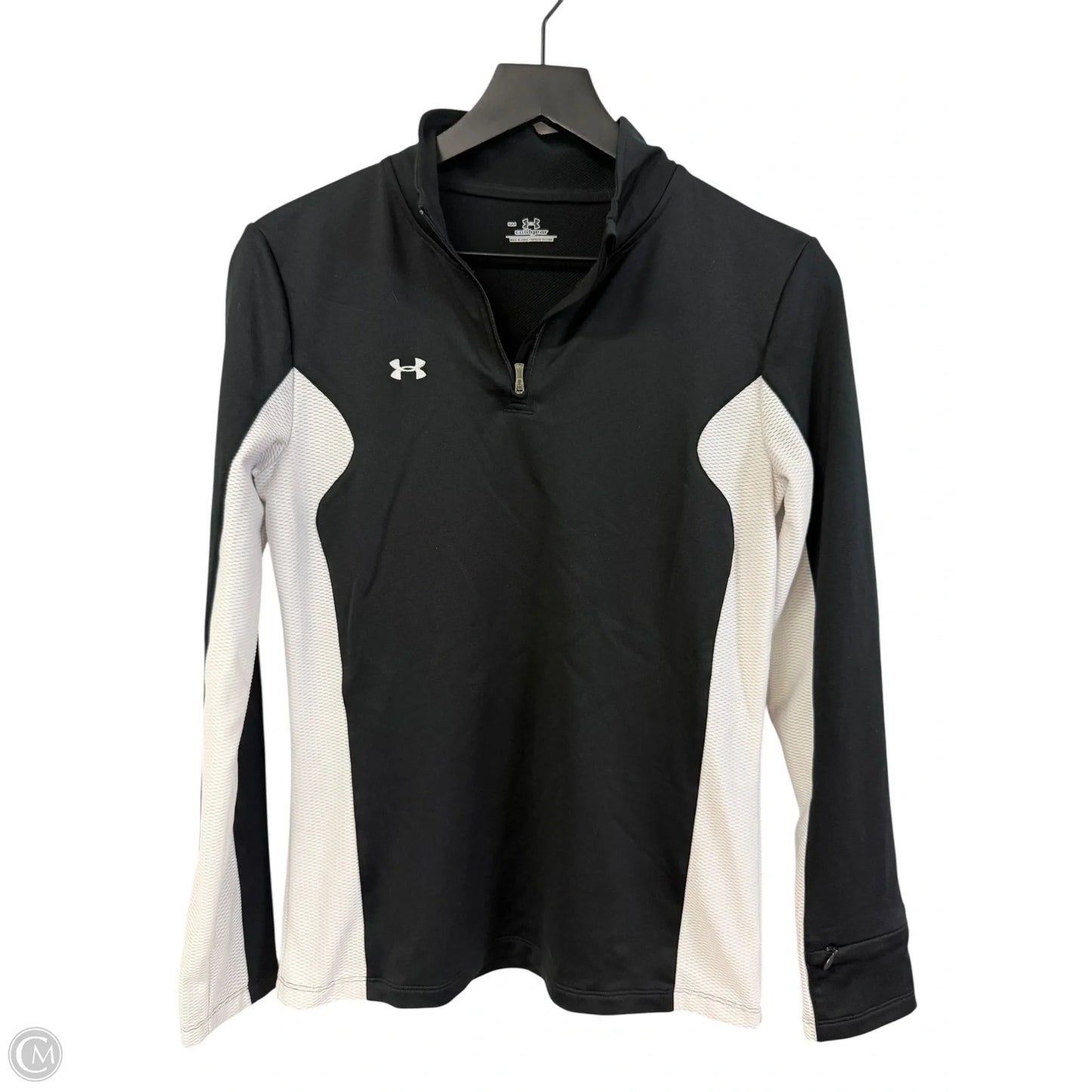 Athletic Top Long Sleeve Collar By Under Armour In Black, Size: S