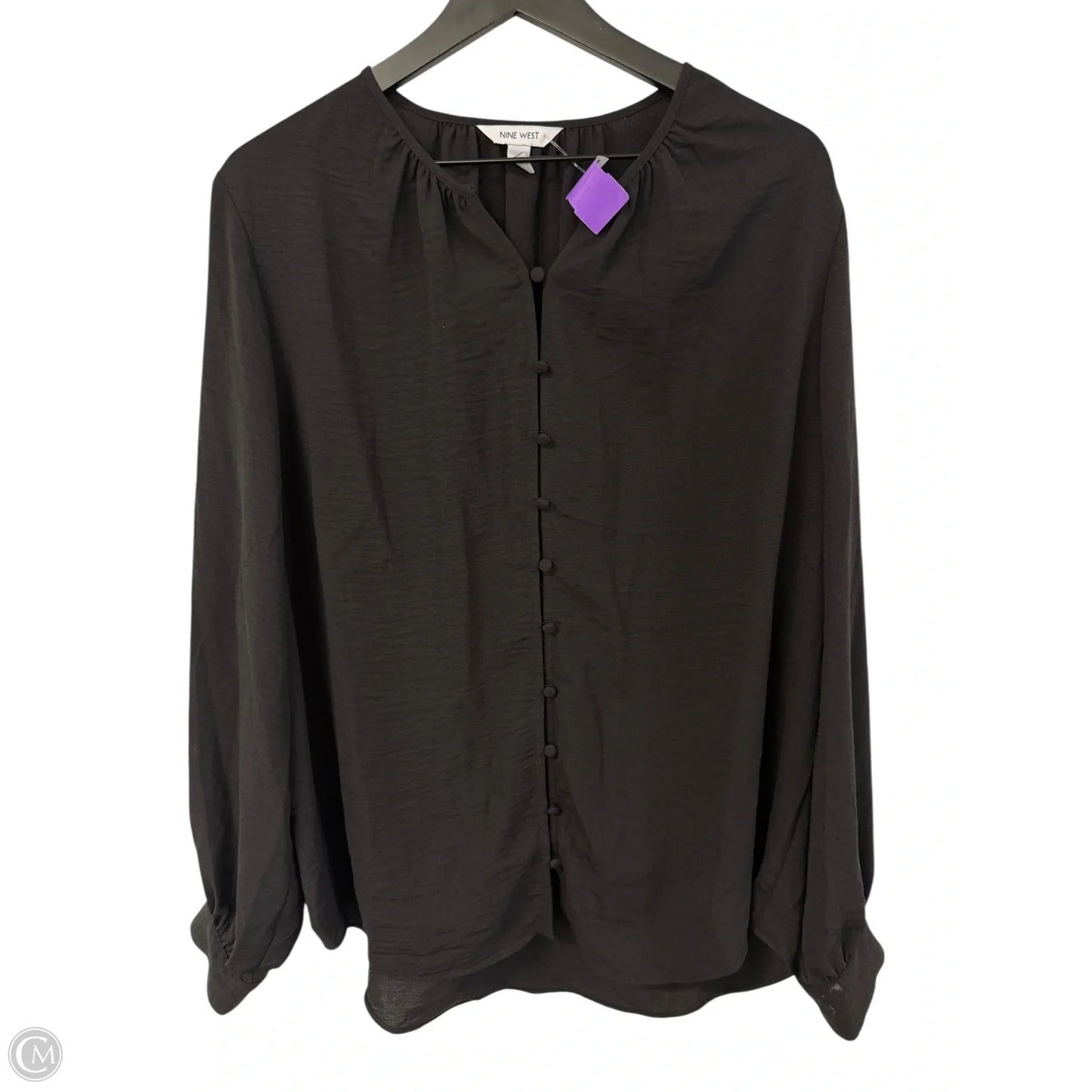 Blouse Long Sleeve By Nine West Apparel In Black, Size: Xl