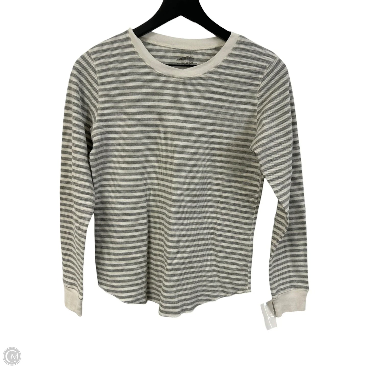 Top Long Sleeve Basic By Cuddl Duds In Grey & White, Size: M
