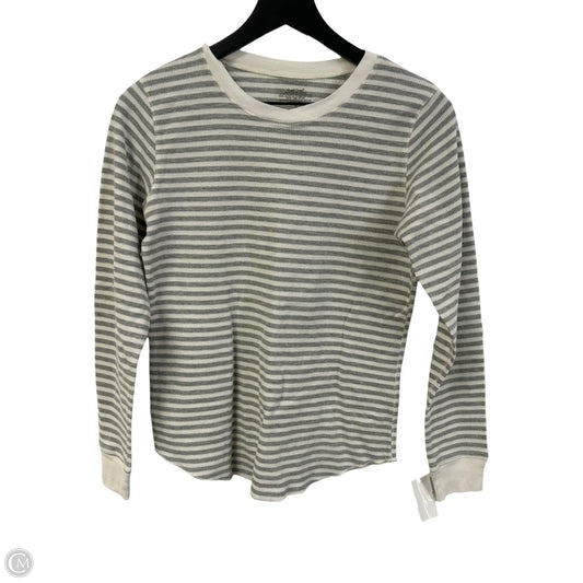 Top Long Sleeve Basic By Cuddl Duds In Grey & White, Size: M