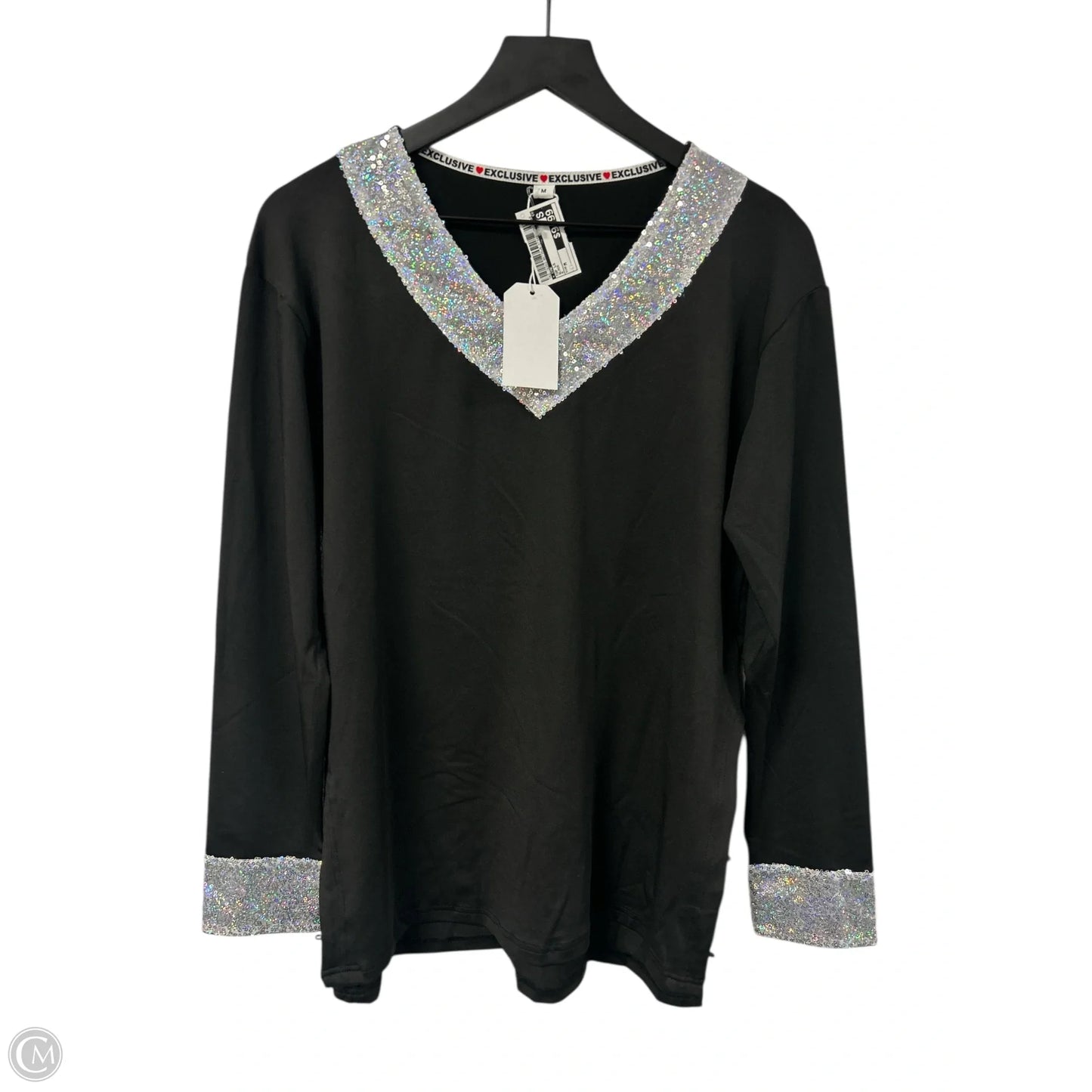 Top Long Sleeve By Cme In Black, Size: M
