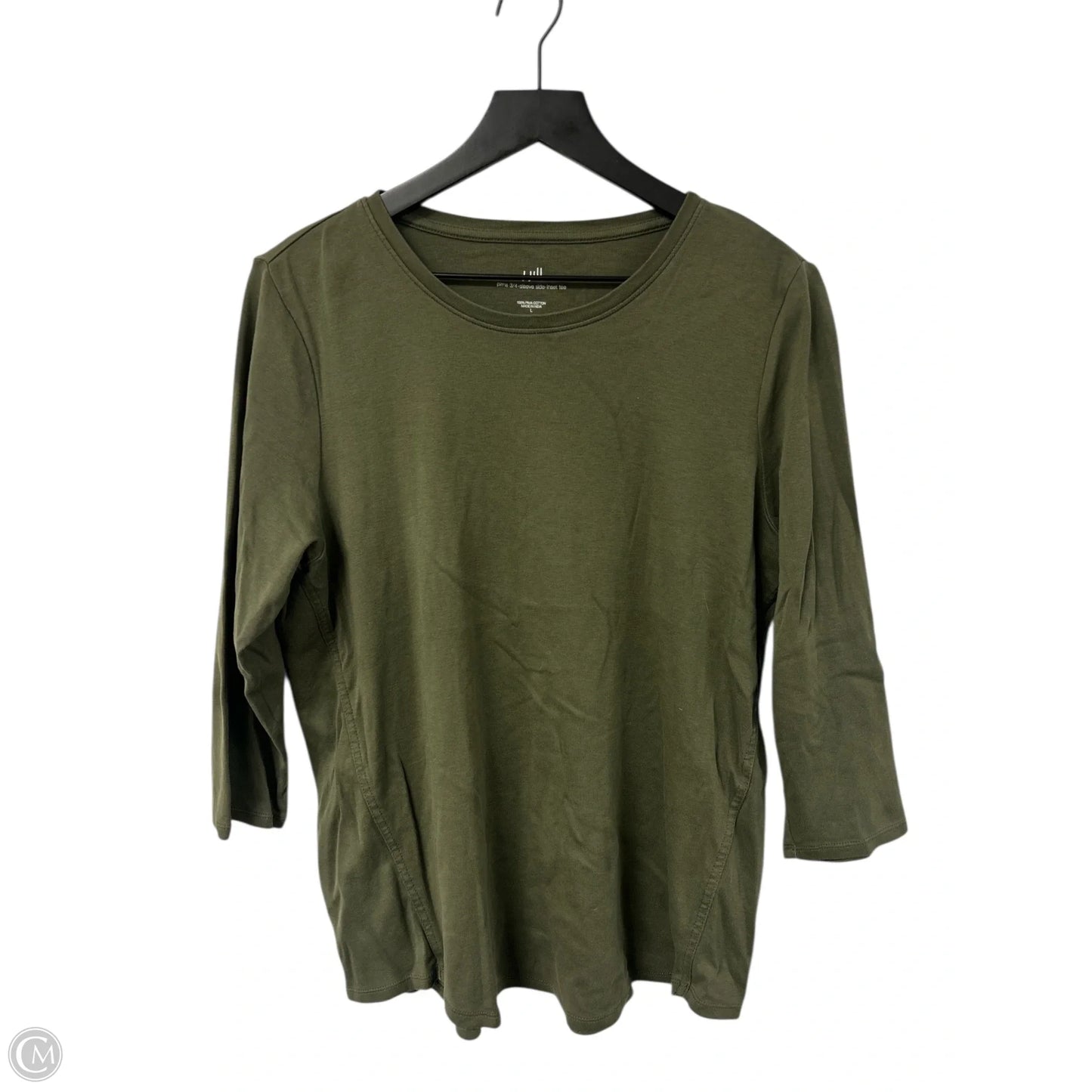 Top 3/4 Sleeve Basic By J. Jill In Green, Size: L