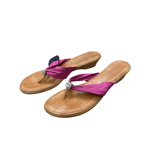 Sandals Flats By Italian Shoemakers In Pink & Tan, Size:10