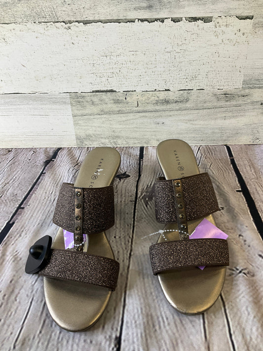 Bronze Sandals Heels Block Karen Scott, Size 8