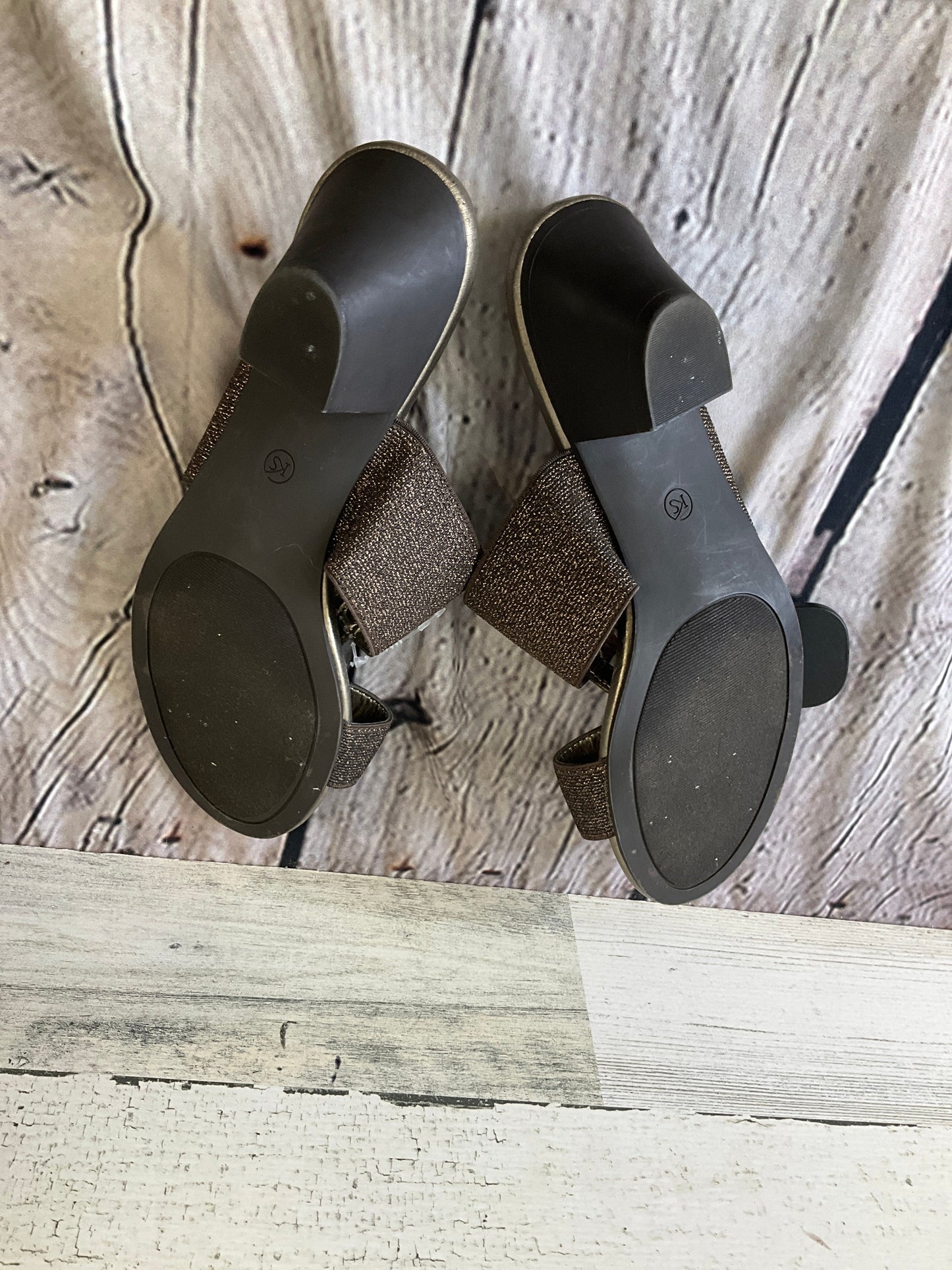 Bronze Sandals Heels Block Karen Scott, Size 8