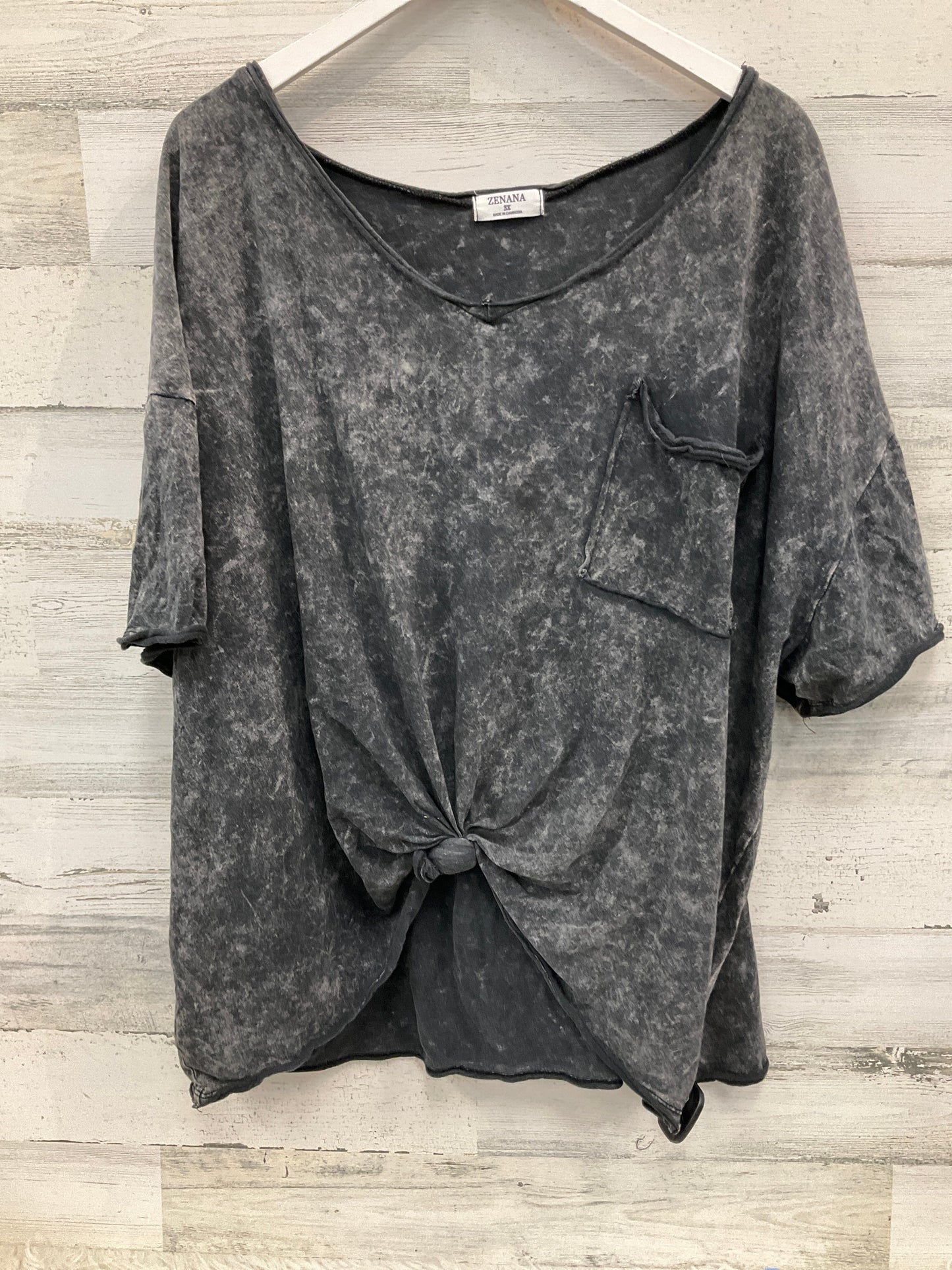 Top Short Sleeve By Zenana Outfitters In Grey, Size: 3x