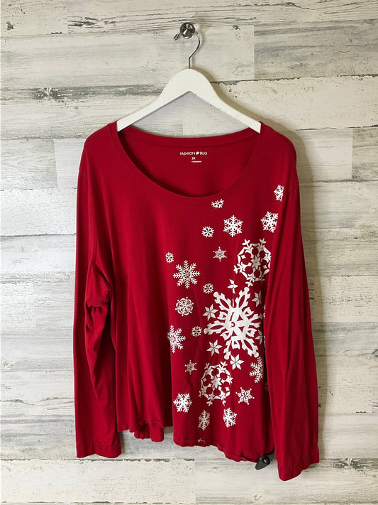 Top Long Sleeve By Fashion Bug In Red, Size: 3x