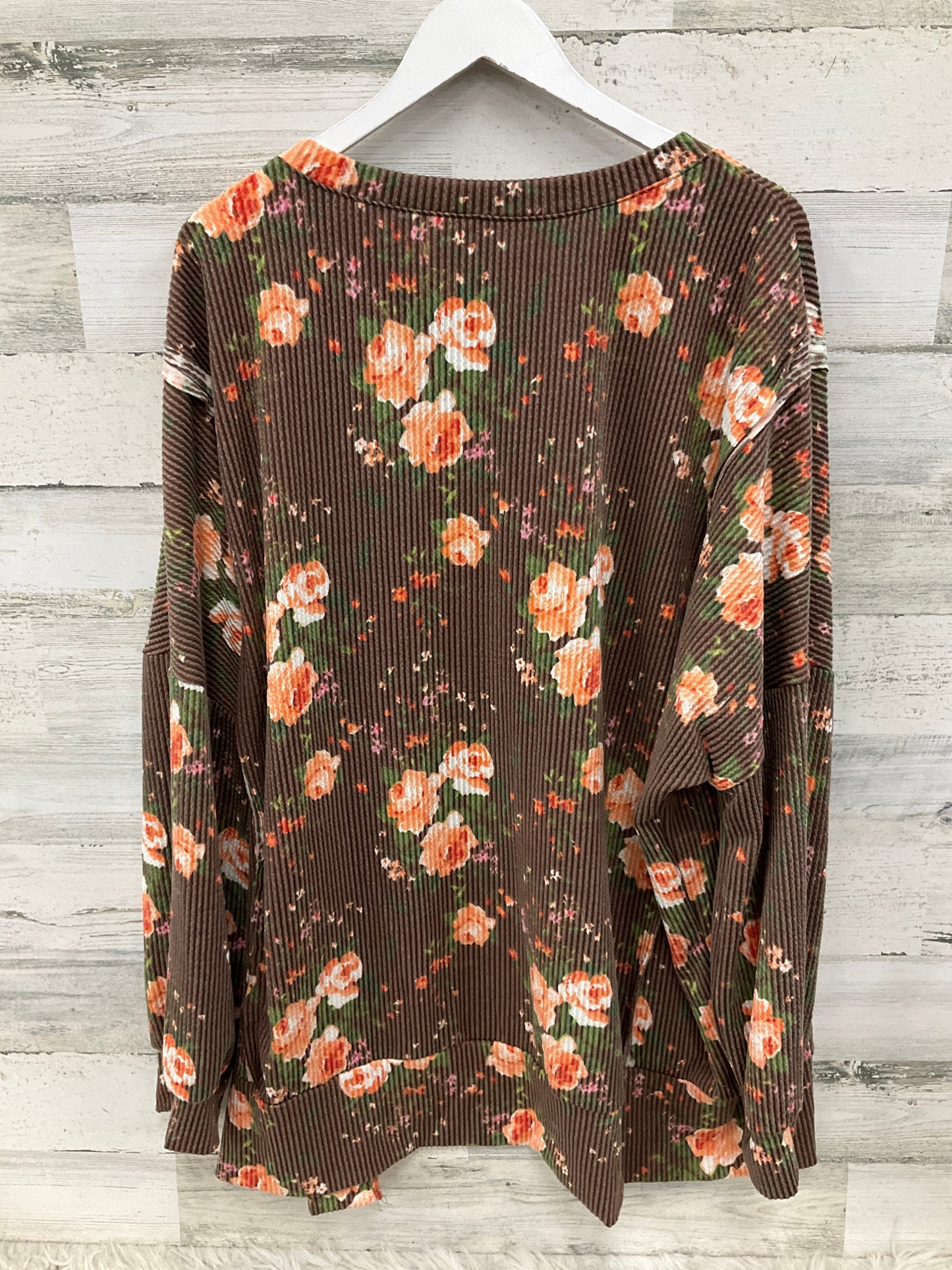 Top Long Sleeve By Celeste In Brown, Size: 2x