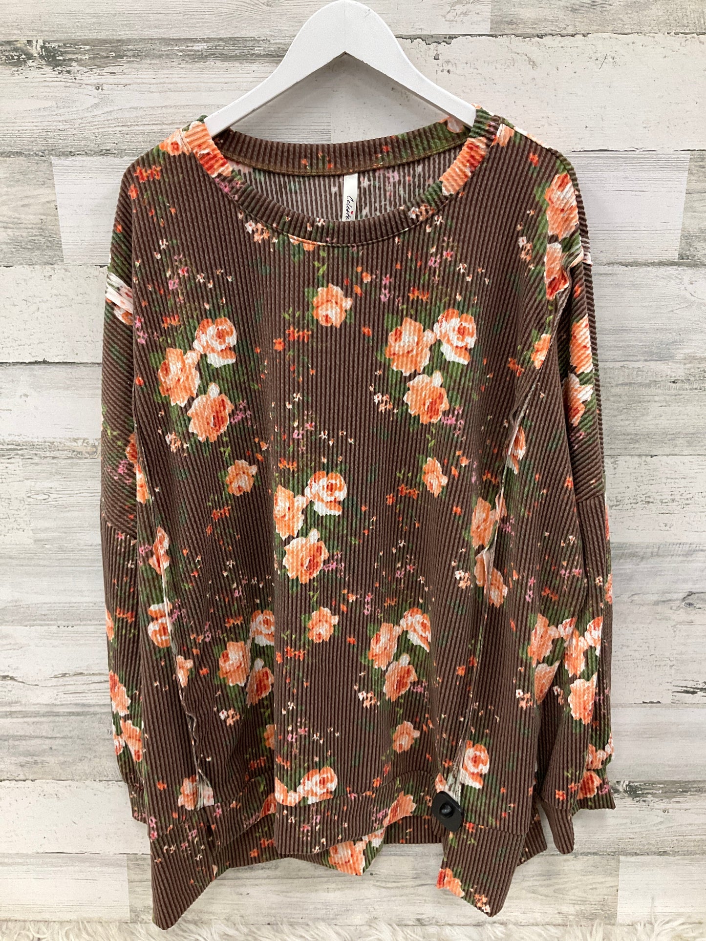 Top Long Sleeve By Celeste In Brown, Size: 2x