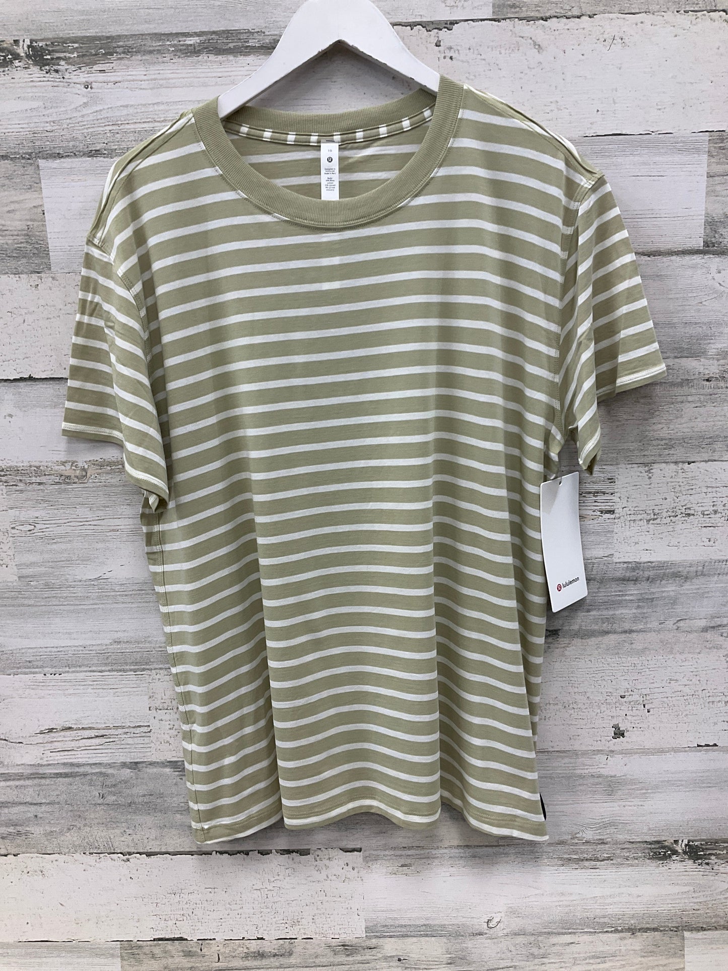 Athletic Top Short Sleeve By Lululemon In Green, Size: M