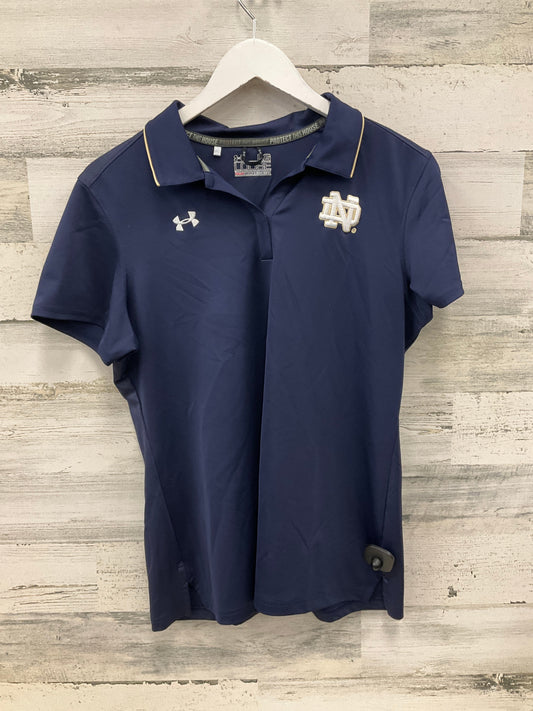 Athletic Top Short Sleeve By Under Armour In Navy, Size: L