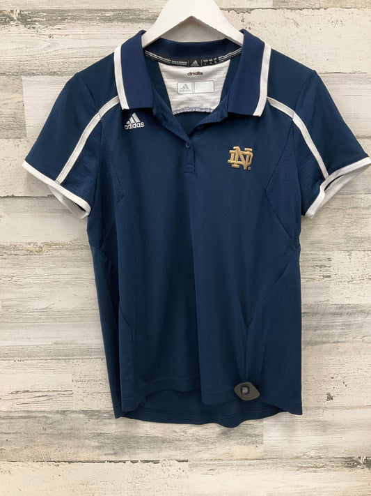 Athletic Top Short Sleeve By Adidas In Navy, Size: L