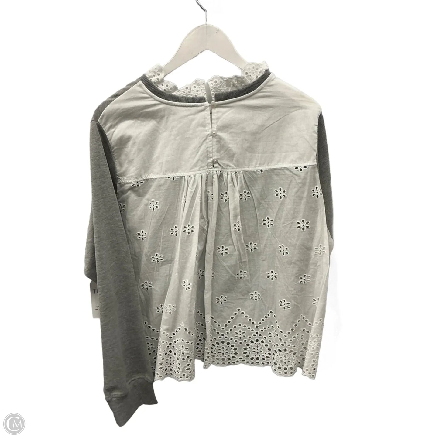 Top Long Sleeve By Time And Tru In Grey & White, Size: Xxl