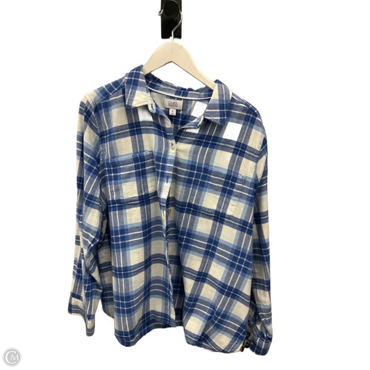 Top Long Sleeve By Croft And Barrow In Blue & White, Size: Xl