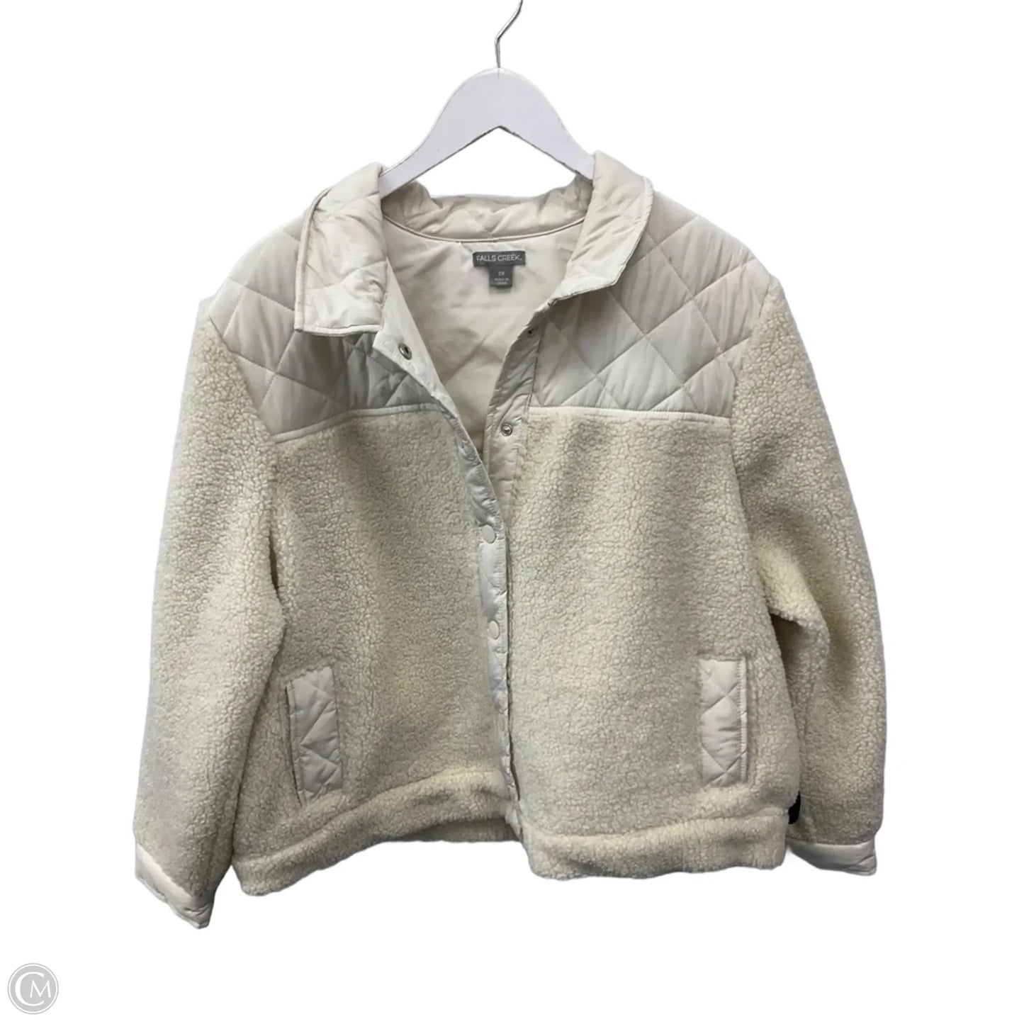Jacket Fleece By Falls Creek In Cream, Size: 2x