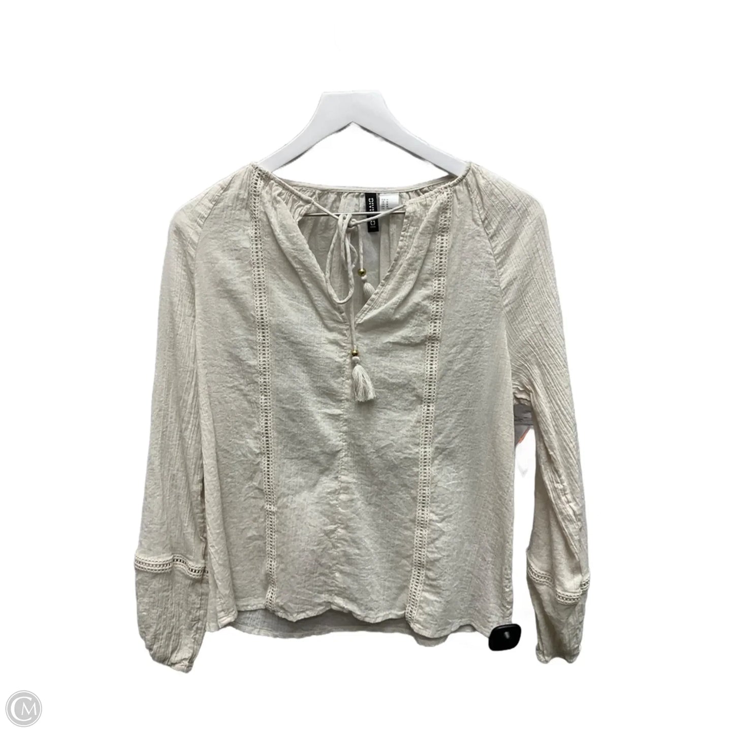 Top Long Sleeve By Divided In Beige, Size: M