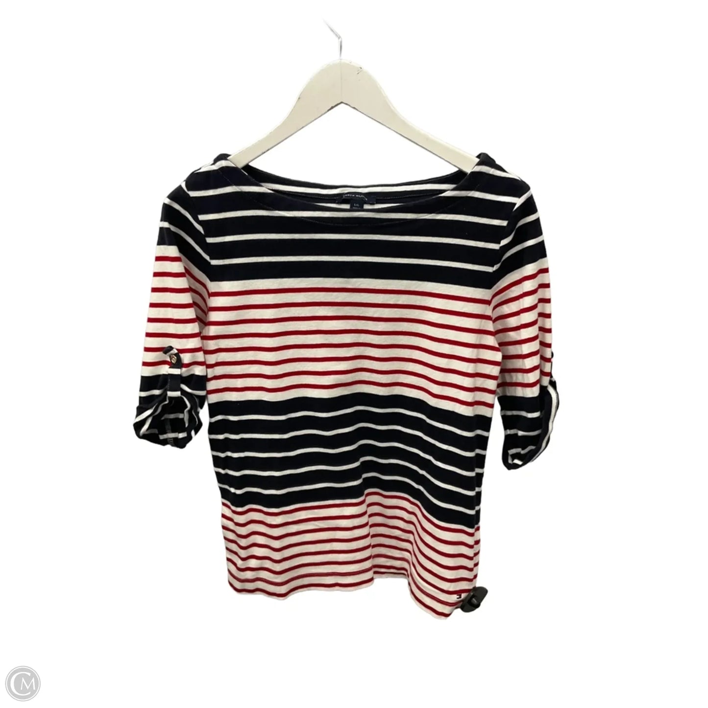 Top Short Sleeve By Tommy Hilfiger In Blue & Red & White, Size: L