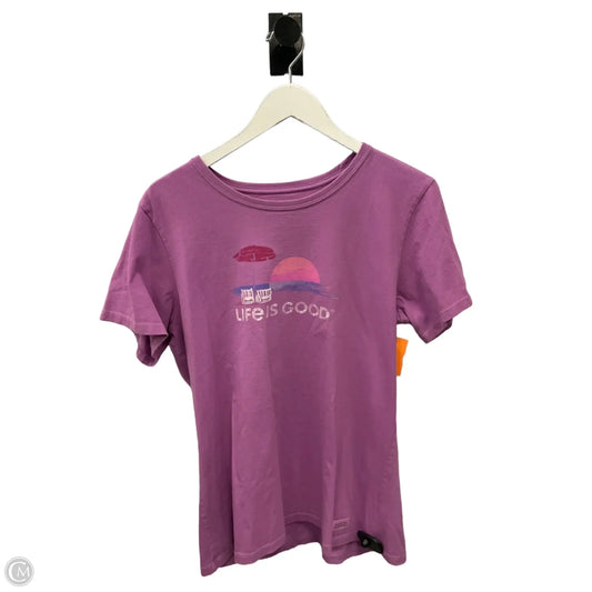 Top Short Sleeve By Life Is Good In Purple, Size: L