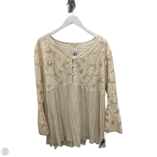 Top Long Sleeve By Indigo Soul In Cream, Size: 2x