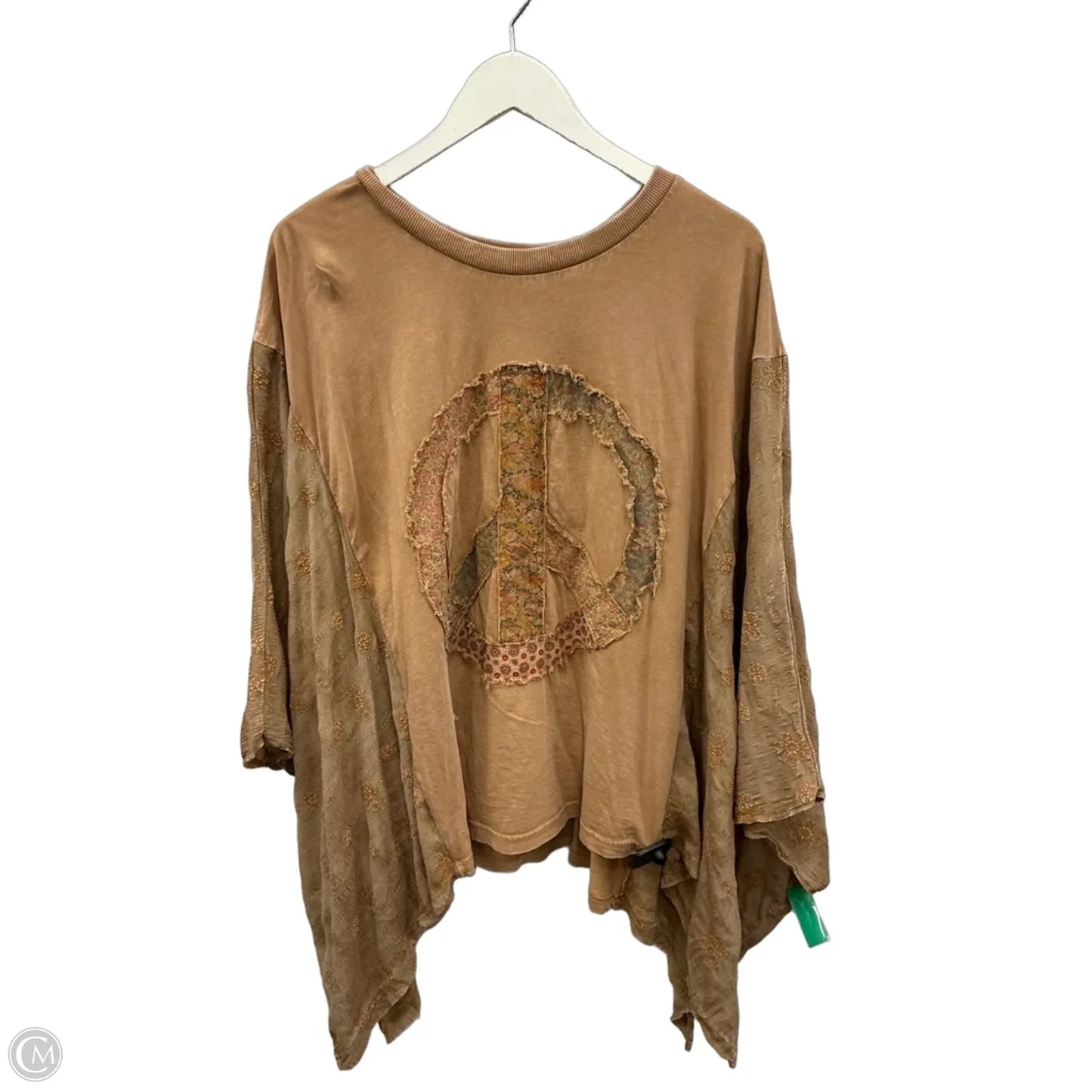 Top Short Sleeve By Easel In Brown, Size: L