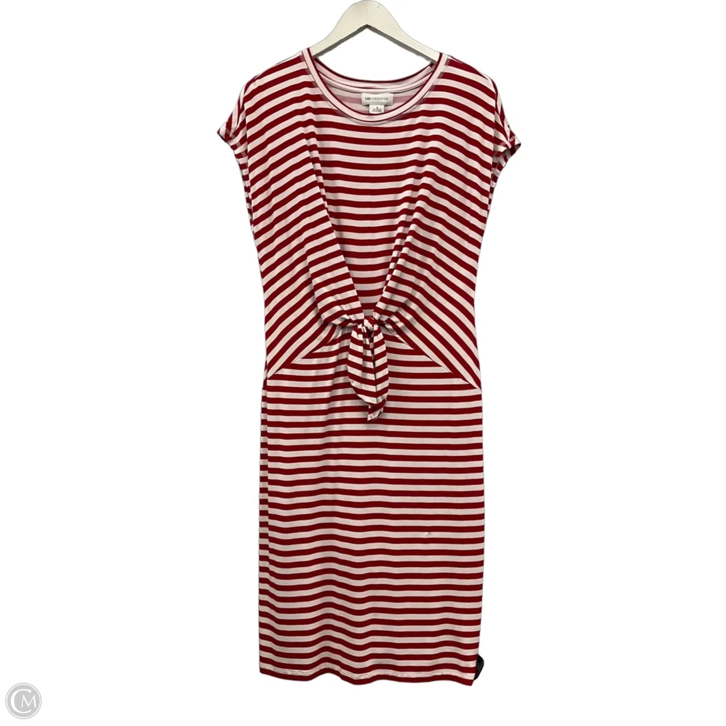 Dress Casual Midi By Liz Claiborne In Red & White, Size: S