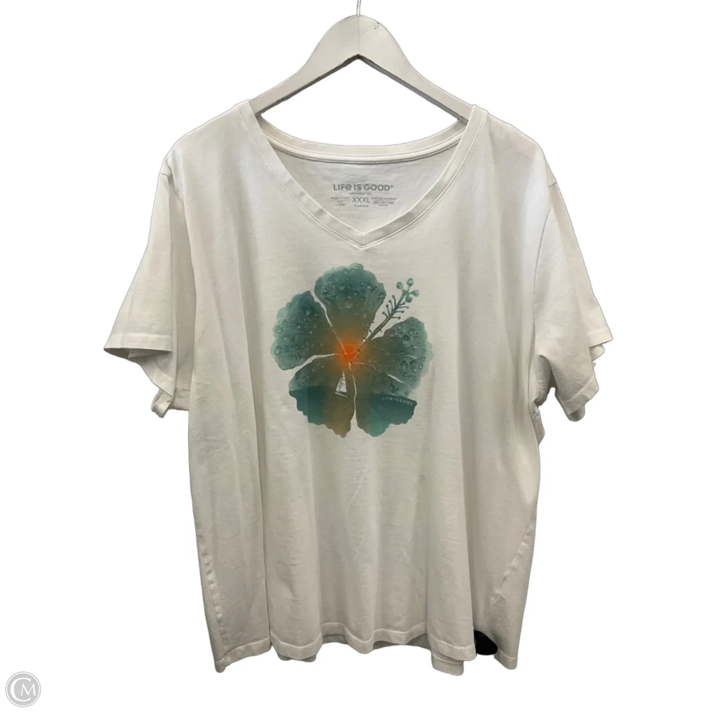 Top Short Sleeve By Life Is Good In White, Size: 3x