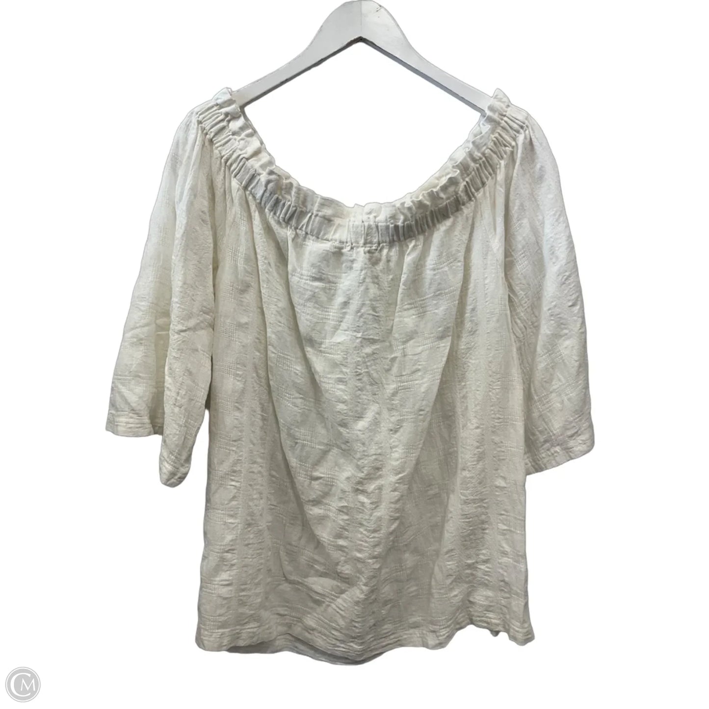 Top 3/4 Sleeve By Moon River In White, Size: L