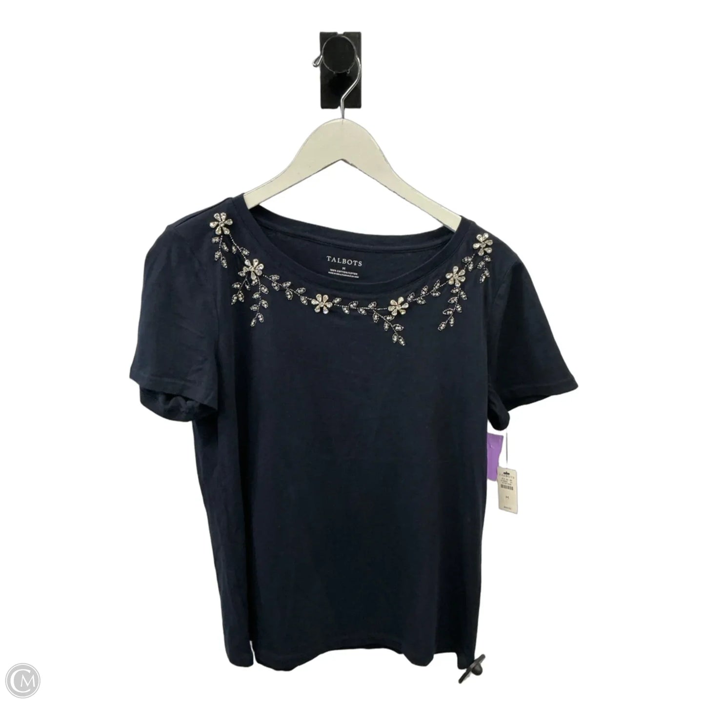 Top Short Sleeve By Talbots In Navy, Size: M