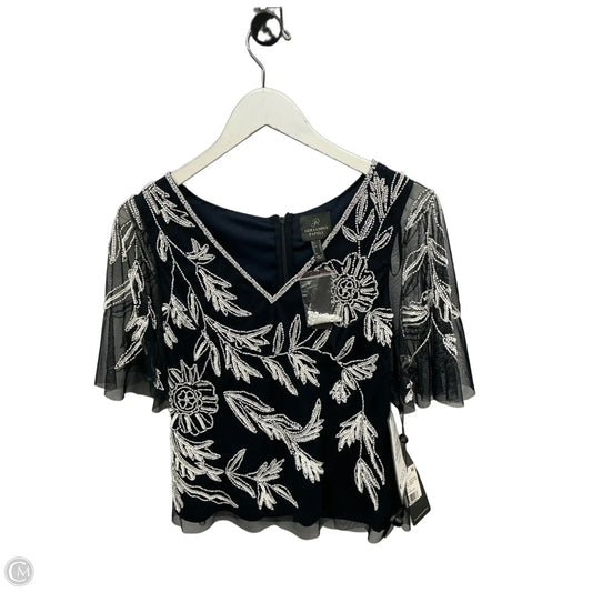 Top Short Sleeve By Adrianna Papell In Navy, Size: S