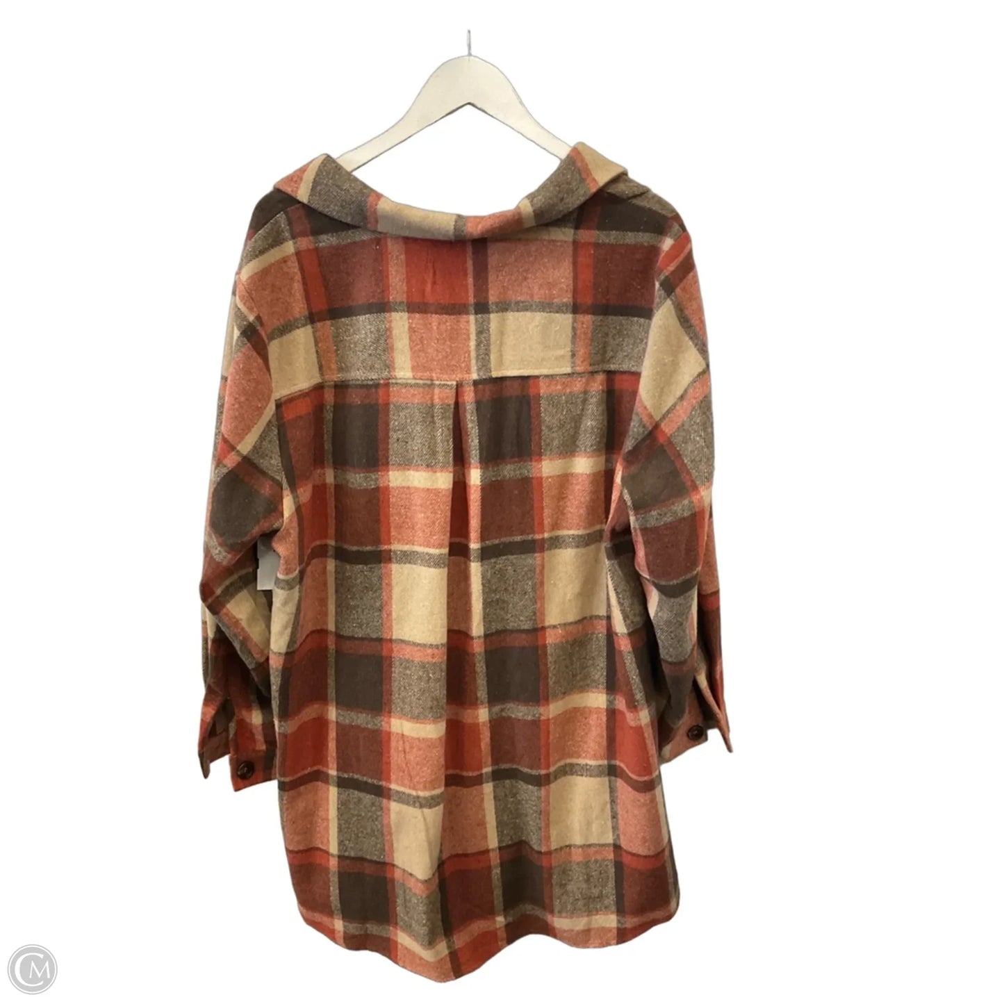 Jacket Shirt By Bloomchic In Orange & Tan, Size: 1x