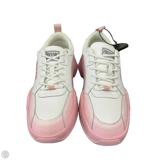 Shoes Luxury Designer By Versace In Pink & White, Size: 9.5