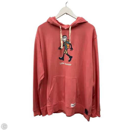 Sweatshirt Hoodie By Life Is Good In Coral, Size: Xxl
