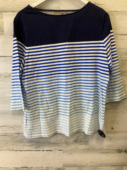 Blue & White Top 3/4 Sleeve Chicos, Size L