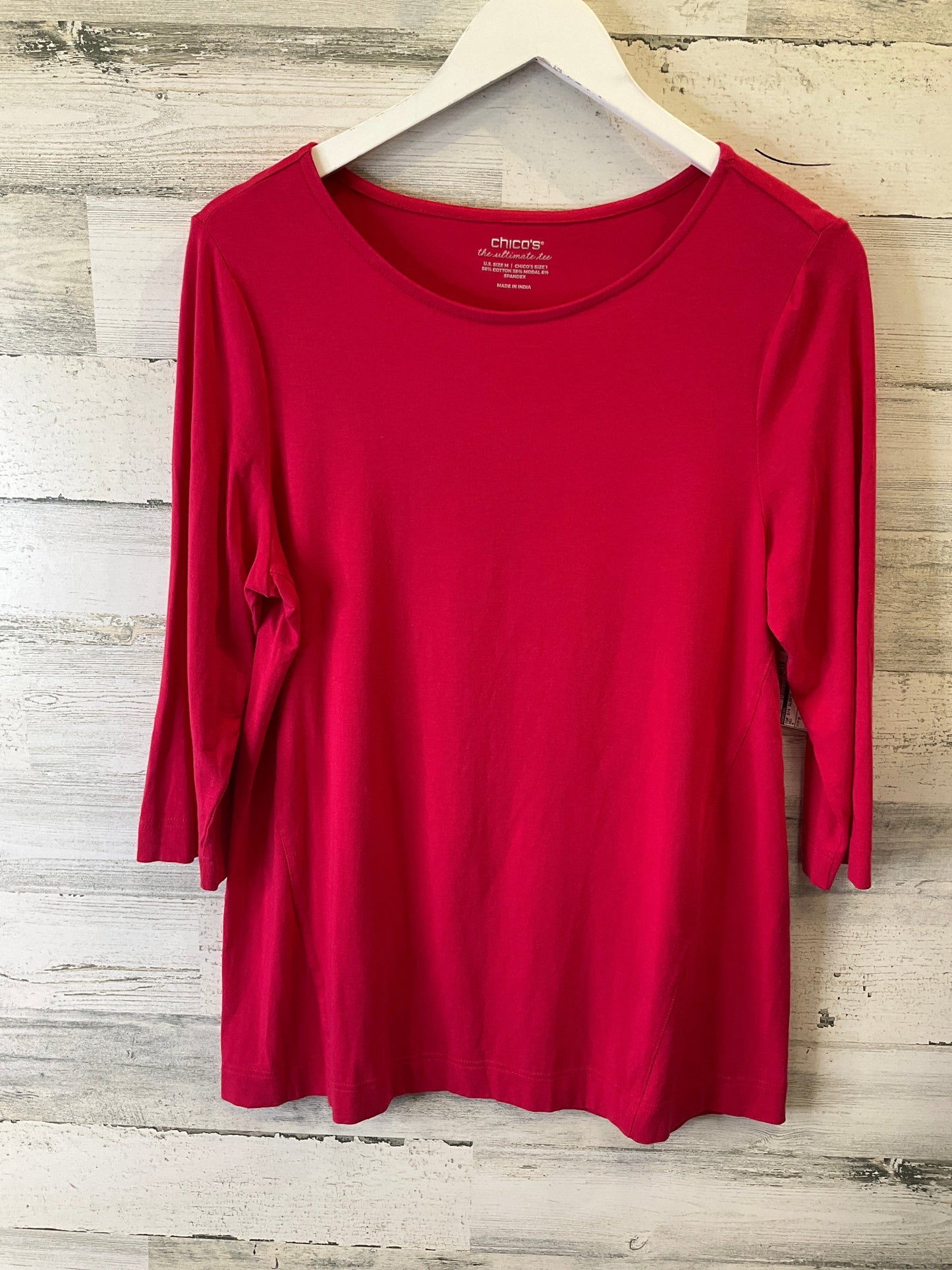 Red Top 3/4 Sleeve Basic Chicos, Size M